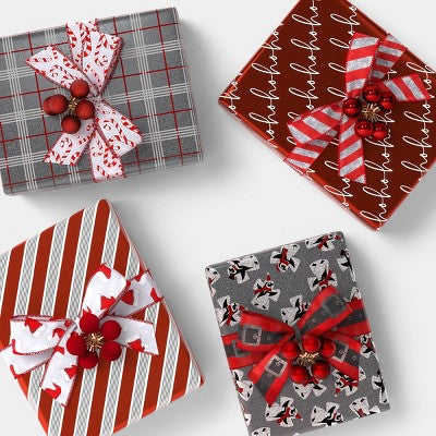 4ct Christmas Monochromatic Gift Toppers Red - Wondershop