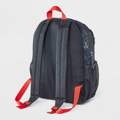 Boys' 16" Two Pocket Basketball Printed Backpack - Cat & Jack Charcoal Gray