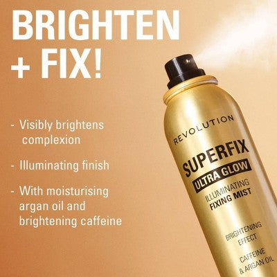 Makeup Revolution Superfix Glow Fixing Mist - 5.07oz: Vegan, Liquid, For All Skin Types