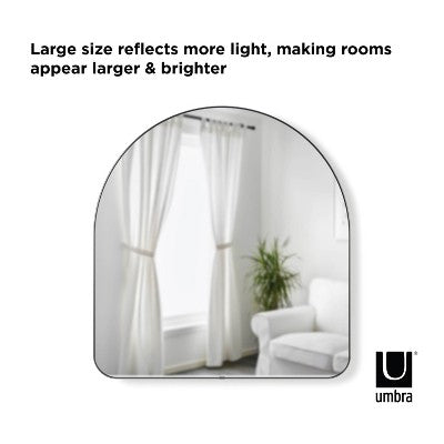 34" x 36" Hubba Arched Mirror Metallic Titanium - Umbra: Modern Oval Wall Mount, No Assembly, Steel Frame (LOCAL PICKUP ONLY)