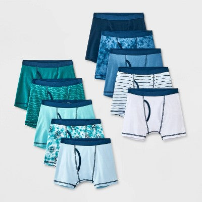 Boys' 10pk Tie Dye Boxer Briefs - Cat & Jack Green M