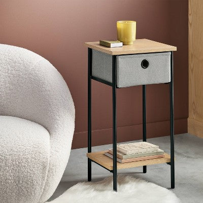 Fabric Bin Dorm Side Table Black Frame - Room Essentials (LOCAL PICKUP ONLY)