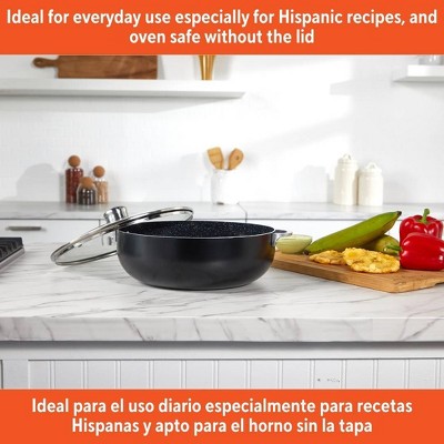 IMUSA 3.2qt Caldero with Dual Speckled Ceramic Set Black: Hand Wash, Electric & Gas Compatible, Aluminum Exterior