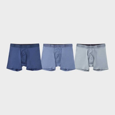 Pair of Thieves Men's Quick Dry Boxer Briefs 3pk - Navy Blue L: Mid Rise, Full Waistband Elastic, Machine Washable