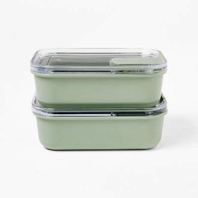 4pc (Set of 2) 1c Meal Prep Food Storage Container Set Sage - Figmint