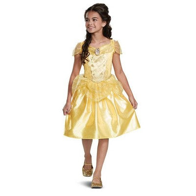 Disney Beauty and the Beast Princess Belle Toddler Halloween Costume Dress XXS (2T): Fairytale Storybook Yellow Dress for Girls