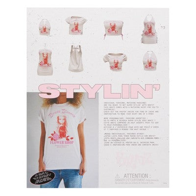 Bratz Stylin' Yasmin Fashion Doll with Accessories and Customizable T-Shirt for You: Articulated Figure, Fine Motor Skills Focus, PVC, Polyester