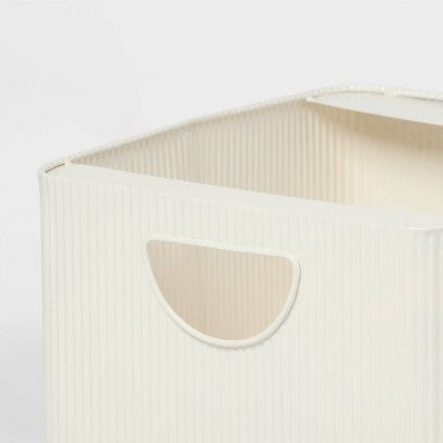 Metal Bin Small Open Front Ivory - Brightroom