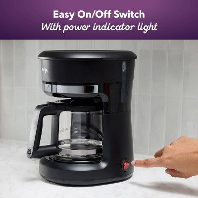 Mr. Coffee 5 Cup Switch Coffee Maker Black: Small Drip Coffee Machine, Electric, Paper Filter, 25 oz Capacity