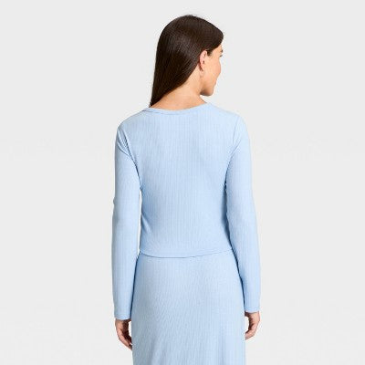Women's Variegated Ribbed Pajama Cardigan - Auden Blue XL