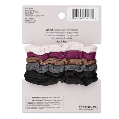 scunci No Damage Thin Knit Scrunchies - Assorted Colors - All Hair - 6pk