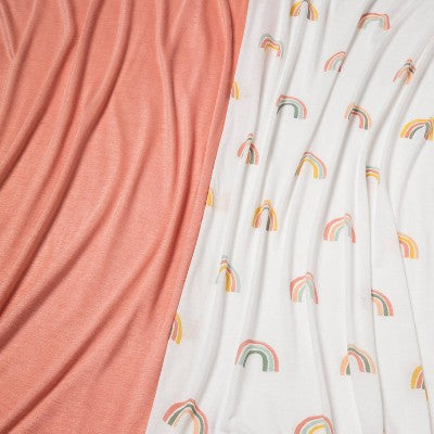 Jersey Swaddle Blanket 2pk - Cloud Island Rainbows