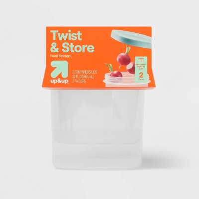 Twist & Store Large Round Food Storage Containers - 22 fl oz/2ct - up&up: Stackable Design, BPA-Free