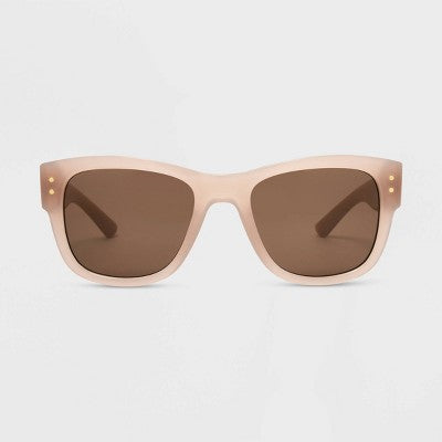 Women's Shiny Plastic Square Sunglasses - Universal Thread Tan
