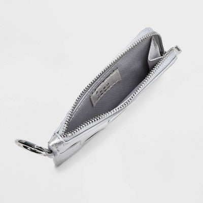 L-Zip Card Case - A New Day Silver: Shell, Solid Pattern, Zip Closure, 3.25" x 5" x 0.625"