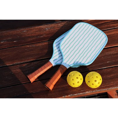 Pickle O'Joe Pickleball Paddle and Ball Set - Blue Wavy Striped
