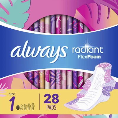 Always Radiant Teen Pads Regular Absorbency & Unscented - 28ct