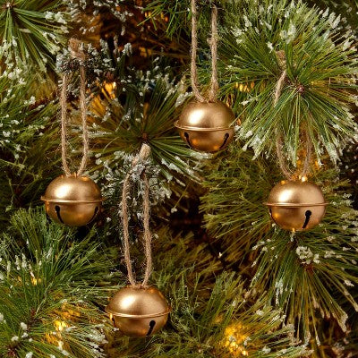 4ct Jingle Bell Christmas Tree Ornament Set Gold - Wondershop
