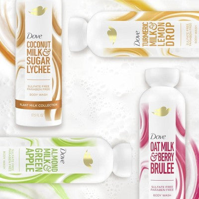 Dove Beauty Plant Milk Cleansing Body Wash - Turmeric & Lemon - 17.5 fl oz: Moisturizing, Paraben-Free, Sulfate-Free, Vegan