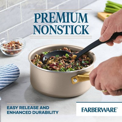 Farberware Radiant 3qt Nonstick Covered Sauce Pan: Dishwasher-Safe, Tempered Glass Lid, Electric & Gas Compatible
