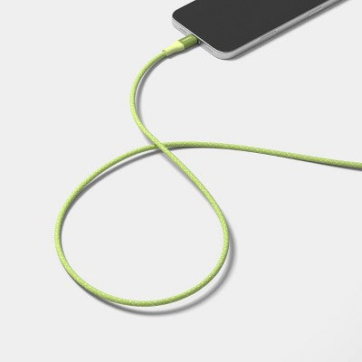 6' USB-C to USB-C Fast Charging Braided Cable - heyday Lime Zest