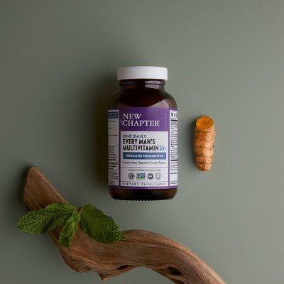 New Chapter Men's Multivitamin 55+,Extra B6 & B12,D3,Astaxanthin,Vitamin C & Zinc,Immune & Heart Health,One Daily Tablets - 30ct