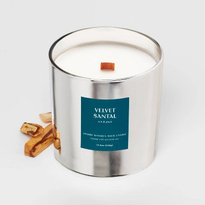 19.3oz Wooden Wick Jar Candle Velvet Santal - Threshold