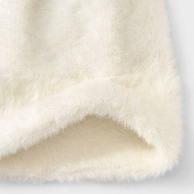 Girls' Wide Cuff Fuzzy Beanie Hat - art class White