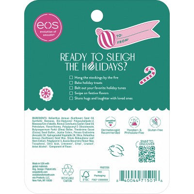 eos Candy Cane Swirl Lip Balm Mini Tube Blister - Sugar Plum Spritz/Iced Sugar Cookie - 3pk