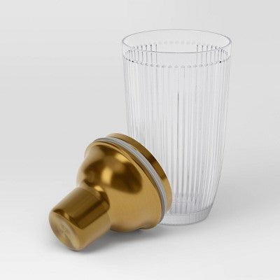 12 fl oz Cocktail Shaker Gold - Threshold: Stainless Steel & Glass, Modern Style, Dishwasher-Safe, 7.95" Height