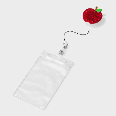 Back to School Apple Badge Reel and ID Card Sleeve - Red