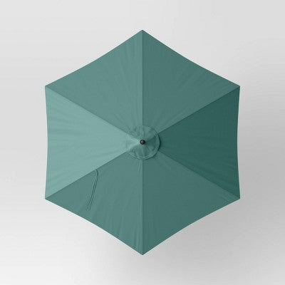 9' Round Marled Outdoor Patio Market Umbrella Teal Blue with Black Pole - Threshold (LOCAL PICKUP ONLY)