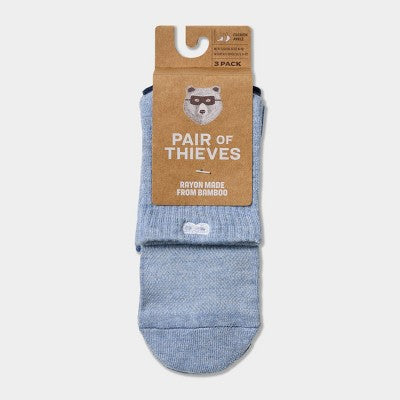 Pair of Thieves Men's Rayon Made From Bamboo Ankle Socks 3pk - Blue 6-12