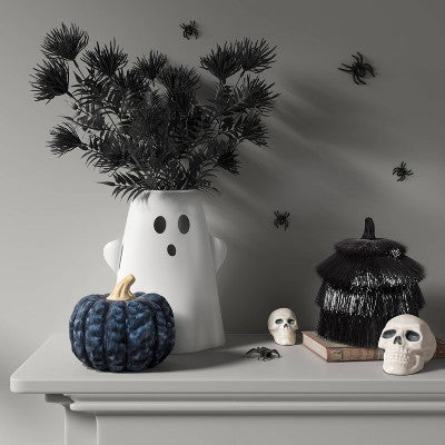 Large Fringed Pumpkin Figurine - Hyde and EEK! Boutique Black
