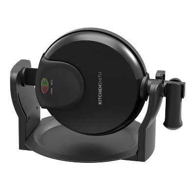 KitchenSmith Nonstick Waffle Maker Black: Aluminum, 180 Rotating, Folding Handle, Drip Tray, 1000W