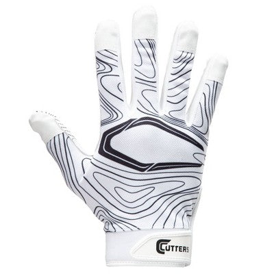 Cutters Game Day Receiver Gloves - White L/XL: Silicone, Strap Closure, Football Sports