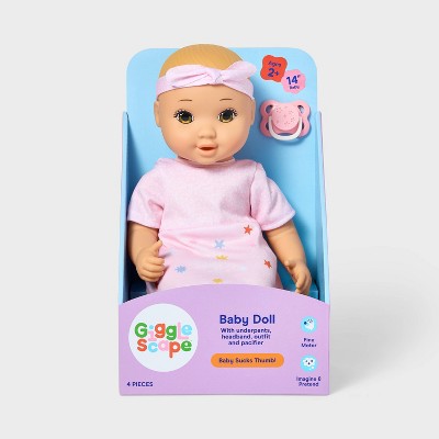 14" Girl Baby Doll - Blonde Hair + Hazel Eyes - Gigglescape
