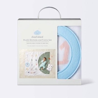 Milestone Swaddle Baby Blanket with Felt Frame - Multi Dot - Cloud Island
