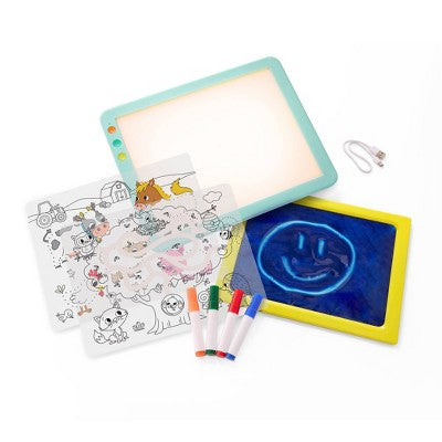 B. toys 3-in-1 Grab & Glow Lightboard - 9pc Portal LED Drawing Board for Kids, Travel Toy