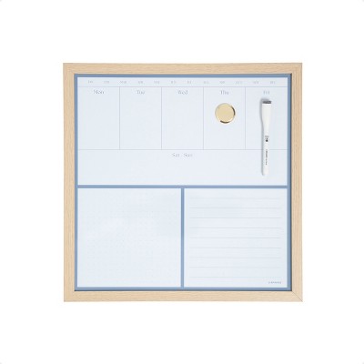 U Brands 16"x16" Flat Front Wood Frame Dry Erase Weekly Natural