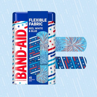 Band-Aid Stars 'n Stripes Tin Adhesive Bandages - 45ct