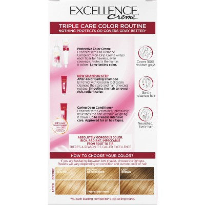 L'Oreal Paris Excellence Triple Protection Permanent Hair Color - 6.3 fl oz - 8G Golden Blonde