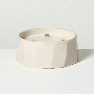 4 Wick Large Faceted Ceramic Lemon and Cedar Jar Candle Cream 21oz - Hearth & Hand with Magnolia