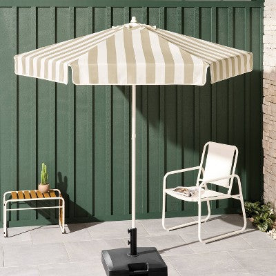 7.5" Round Valance Outdoor Patio Umbrella Tan Stripe - Room Essentials (LOCAL PICKUP ONLY)