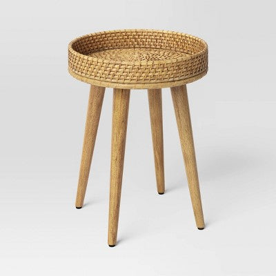 Round Rattan Side Table Natural Wood - Threshold Fully Assembled (LOCAL PICKUP ONLY)