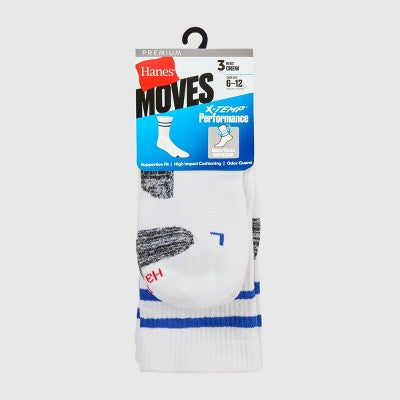 Hanes Premium Men's Compression Crew Socks 3pk - White 6-12