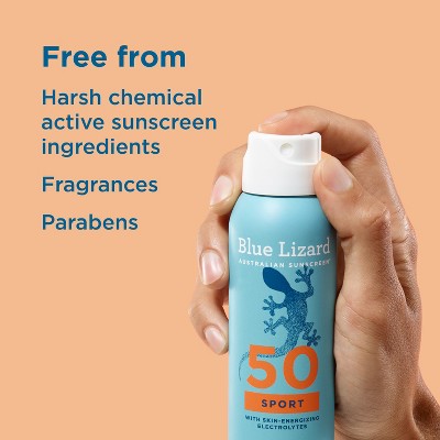 Blue Lizard Sport Mineral Sunscreen Spray - SPF 50+ - 5oz: Whole Body, Paraben-Free, Vegan, Unscented