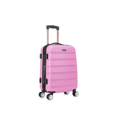 Rockland Melbourne Hardside Expandable Spinner Luggage Carry On Suitcase - Pink