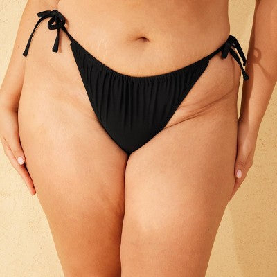 Women's Low-Rise Tie Bikini Bottom - Wild Fable Black XXS