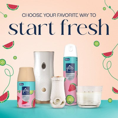 Glade PlugIns Spring Scented Oils Air Freshener Starter Kits - Watermelon & Cucumber - 2ct/1.34oz: Electric, Paraben-Free, Spring/Summer